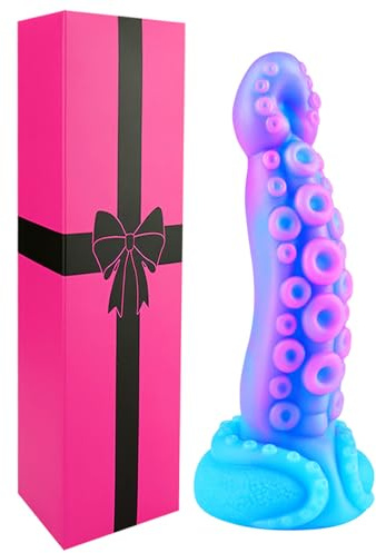 Dildo Monster Tentaculaire Petit de 18 cm pour Débutants avec Ventouse, Plug Anal Silikon Fantaisie Dragon, Pénis Octopus Réaliste Dildo Alien Conique, Jouet G-Point Violet-Bleu pour Hommes et Femmes
