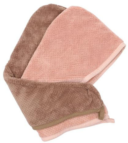 BATHVEVE 2 Stück Mikrofaser Haarturban zum Haare Trocknen Saugfähig und Sanft zu Haut und Haar für Bad und Dusche Rosa Braun