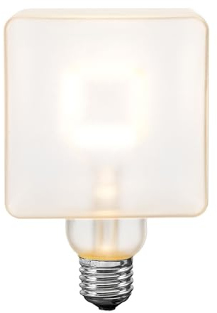 Festive Living LED Cube Light, Unique Edison Bulb with Square Filament, Large Decorative Lamp, String, or Pendant Bulb, E26 Medium Base, 5W (50 Watt Equivalent) 2700K Warm White, Frosted Coated Glass