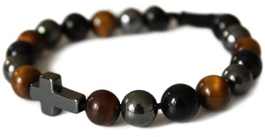 Générique Bracelet Religieux pour Enfants, Perles avec Croix, Coffret Cadeau, Idéal pour Baptême, Communion, Confirmation. (noir communion)