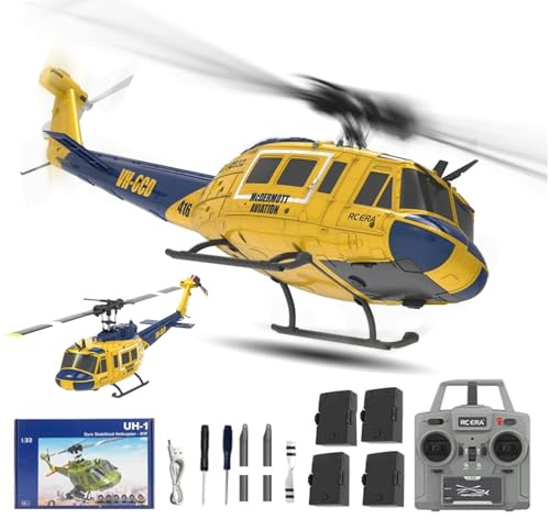 NULA RC ERA C032 UH-1 Huey RC helikopter, 1/48 skala 6CH, 2,4 G 6-axlad gyro fjärrstyrt militärt flygplan med 3D returflygning höjdhållning för vuxna nybörjare (RTF/4-batteri)