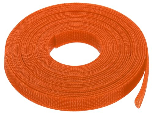 sourcing map Expandable Sleeving, 25ft 3/8 Cable Sleeve, Orange | PET Management Cord Organizer for Wrap Protect Cable