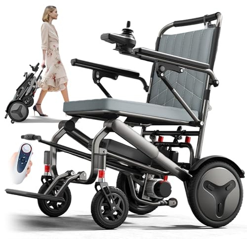 Elektrorollstuhl faltbar ultraleicht 14,9 kg – Reise Rollstuhl elektrisch für Senioren mit Fernbedienung, 400W Motor, 10–50 km, Lithium-Akku, 150 kg Tragkraft (30A)