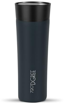 720°DGREE Travel Mug 460ml “PleasureToGo 2.0“ - Choose from 3 Sizes, 6h Hot, 12h Cold, Leakproof, 360° Drinking, BPA-Free, Hygienic - Slim Stainless Steel Thermo Cup for Coffee, Tea to Go - Black