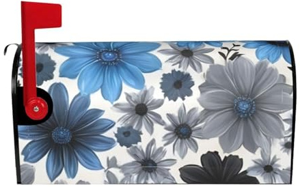 Housse de boîte aux lettres magnétique étanche avec imprimé de fleurs de dahlia pour boîte aux lettres standard