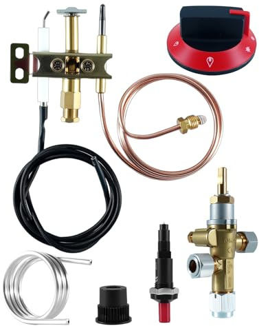 GUXPCH LP Gas Fire Pit Safety Control Valve with Pilot Burner, Thermocouple, Piezo Igniter Kit, Fits for Pizza Oven, Fireplace, Range Oven