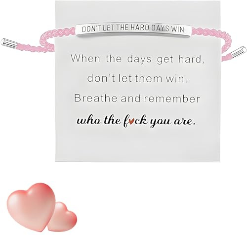 aieieii Inspirational Gifts for women, Strength Bracelet for Women | Dont Let The Hard Days Win Bracelet Women, Pink Bracelets Womens, with Encouragement Card, Suitable for Giving Family Friends