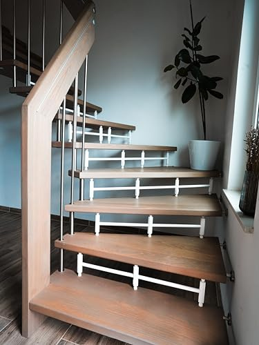 Treppenschutzgitter ohne Bohren, Kindersicherung & Haustierschutz für offene Treppenstufen, Weiß (2, M 80 cm)