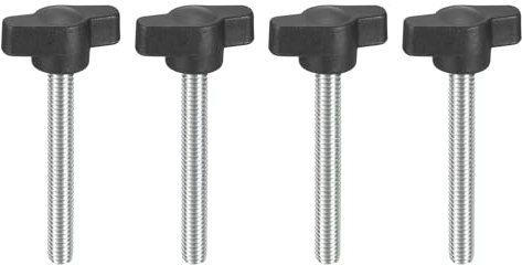 QUARKZMAN 4 Stück Flügelschraube M6 x 45mm | Rändelschraube Sterngriffmutter mit Griff, Sternschraube Sternkopfschraube Klemmknopf für Werkzeugmaschine Anziehen Geräte