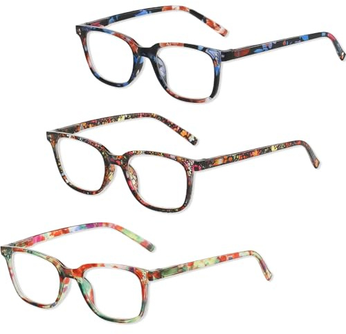 AHEJIOO 3er Set Lesebrille 1,5 Damen – leichte Brille im Retro-Design, Lesebrille 1 5 Damen reading glasses mit flexiblem Kunststoffrahmen für Büro, Alltag & Party
