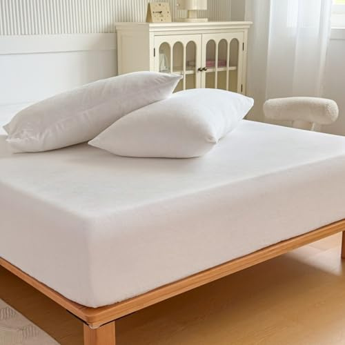 JIANINGHOME Sábana bajera ajustable de felpa, 135 x 195 cm, para invierno, tacto de cachemira