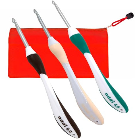Camtiac addiSwing Maxi Häkelnadel Wollhäkelnadel mit Aufbewahrungstache 3er-Set Stärken: 4mm 4,5mm 5mm