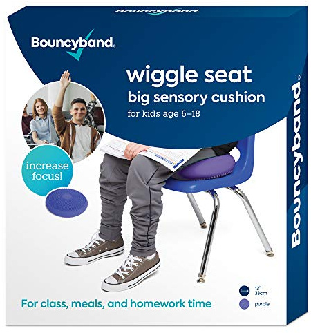 Bouncyband – Wiggle Seat – Purple, 13” D – Large Sensory Cushion for Kids Ages 6-18+ – Promotes Active Learning, Improves Student Productivity, Includes Easy-Inflation Pump