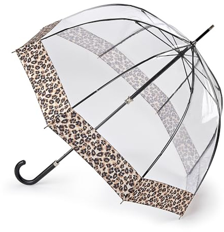 Fulton Birdcage Luxe Umbrella, Natural Leopard Print