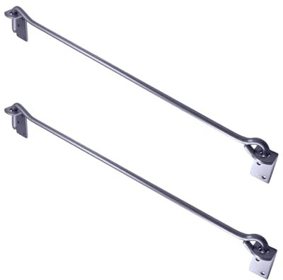 ALPENSTAHL Gancio per finestra in metallo con piastra ad occhielli per porte pesanti | Blocco con lunghezza: 590 mm | Gancio in acciaio zincato galvanizzato | 2 pezzi – fissaggio per cancello e cabine