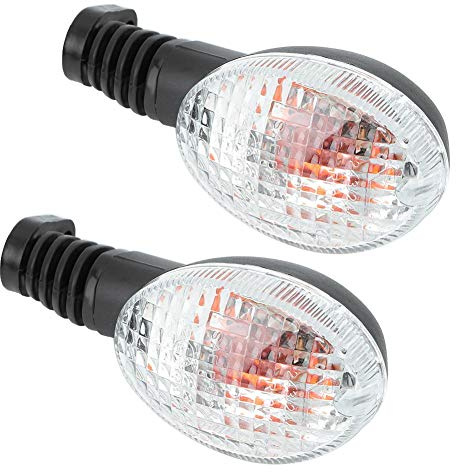 Qiilu Luz de señal de giro, lámpara de luz de señal de giro de 2 piezas para Kawasaki Para Ninja 250 Modificación de motocicleta en blanco y negro