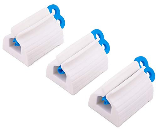 LUTER 3 Pcs Rolling Tube Toothpaste Squeezer Dispenser Bathroom Toothpaste Creams Ointment and Pastes Holder Multi Purpose (Blue)