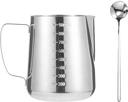 Angoily Tasse En Acier Inoxydable Avec Graduation 14.5X9X12.5 Cm Pot De Fusion Pour Fabrication De Bougies Avec Poignée Ergonomique Et Cuillère De Mélange
