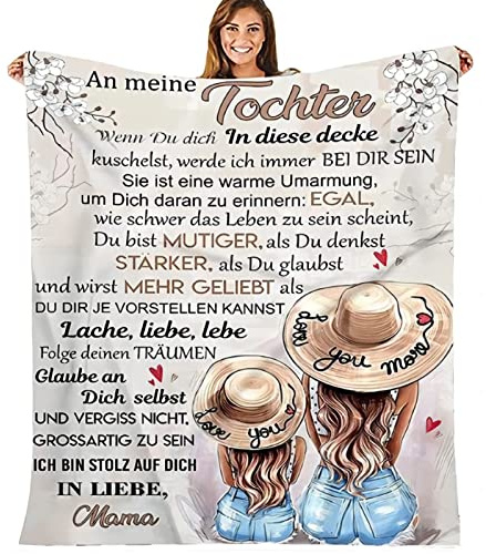 ACCZ Decke für Tochter von Mama - Kuscheldecke als Geschenk für Geburtstag, Weihnachten, 18. Geburtstag Mädchen