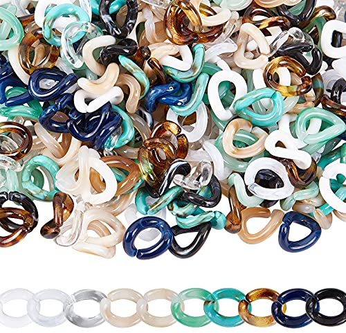 SUPERFINDINGS Über 500pcs Acryl Linking Rings Quick Link Connectors Haken Kettenglieder Twist Link Connectors Bunte Link Connectors Für Schmuck DIY Craft Making