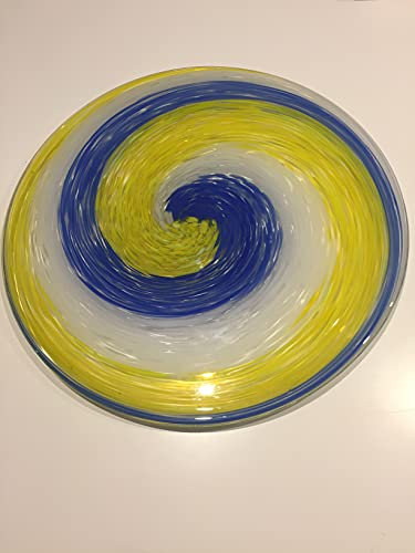 Scherzer Glass Underplate/Cake Plate/Centerpiece 32 cm Blue/Yellow