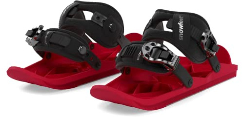 Snowfeet X - Mini Short Skiskates für Snow Pro Version | Ski für Winterschuhe | Kurze Snowskates Snowblades Skiboards | Das echte Original (RED)