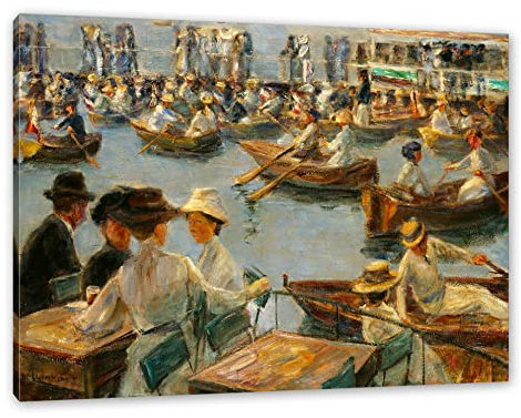 Generisch Max Liebermann - An der Alster in Hamburg als Leinwandbild / Größe: 80x60 cm / Wandbild / Kunstdruck / fertig bespannt, Weiß