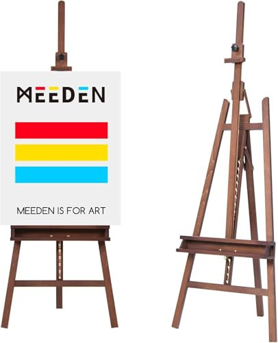 MEEDEN Staffelei Holz Groß 66x226 cm, Verstellbarer Leinwand Ständer aus Deutsche Buchenholz, Klappbare Atelierstaffelei mit Aufbewahungstablett, Holzstaffelei Malstaffelei für Leinwände bis 122cm