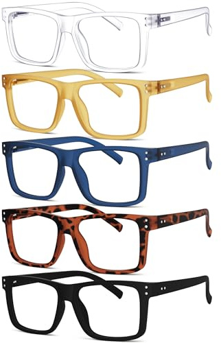 Eyekepper 5er-Pack Damen und Herren lesebrillen mit Große Quadratische Gläsern und Federscharniere +1.75