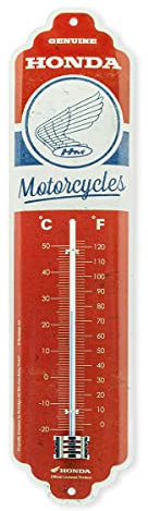 Nostalgic-Art Retro Thermometer, 7 x 28 cm, Honda MC – Motorcycles Vintage Logo – Geschenk-Idee für Honda-Zubehör Fans, Original Lizenzprodukt (OLP), aus Metall, Vintage Design