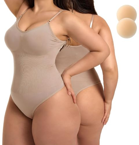 Merlvida Body Reductor Mujer con Tanga Fajas Modeladora Bodysuit Control de Abdomen Shapewear sin Costuras Ropa Interior Tirantes Ajustables