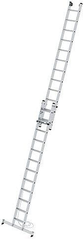 PROREGAL Stufen-Seilzugleiter 2-teilig mit nivello® Traverse 2x12 Stufen | Leiter, Teleskopleiter, Trittleiter, Bockleiter, Sprossen-Doppelleiter