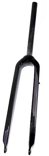 LHHL Fourche Avant VTT 26/27.5/29 Fourche Rigide Fibre Vélo De Montagne Fourche VTT QR 9x100mm Frein À Disque 1-1/8 Ultraléger sans Filetage Tube Droit (Color : Black-Glossy, Size : 27.5)