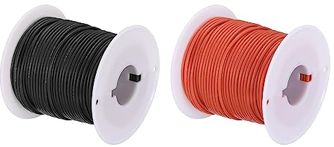 sourcing map 24AWG Elektrisch Draht 0,21mm² Batterie-Elektrokabel Leitungen 30m pro Rolle Litzendraht Kabel Verzinkt Kupferkabel Silikonkabel Jumper Wire für DIY Modelle Anschluss, Schwarz/Rot