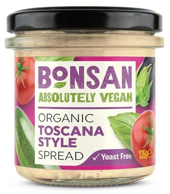 Bonsan Organic Toscana Style Spread 135g, Pack of 6 - Mediterranean Style Vegan Spread - Light & Creamy - Dairy & GMO Free - For Sandwiches and Dipping