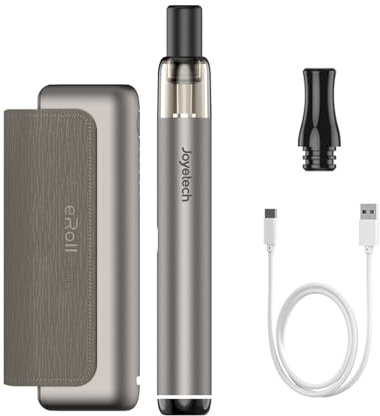 JOYETECH Eroll Slim Vape Kits 1500 mAh + 480 mAh großer Akku 2 ml wiederaufladbares USB-C Wechsel Pod System ohne Nikotin Gunmetal Grau