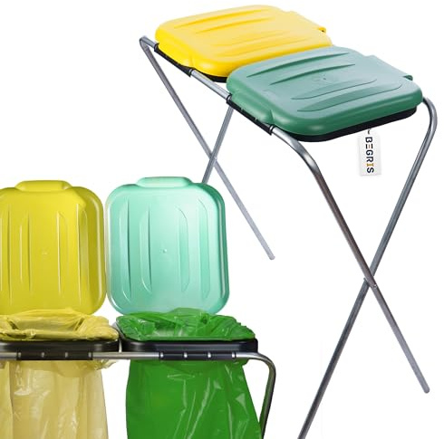 BEGRIS® Müllsackständer 60x40x70 cm Müllsackständer stabil 2 Ständer Müllsäcke 120L Buntes Müllsackhalter mit deckel