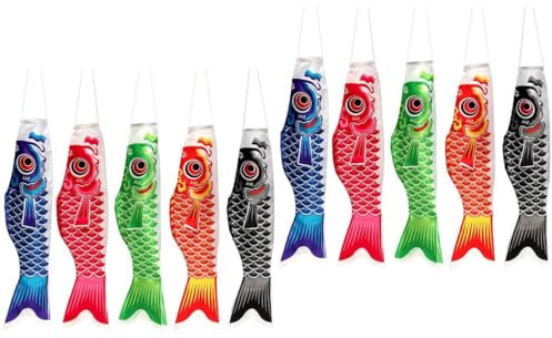 BESTonZON 10stücke Teiliges Japanische Karpfenflaggen Für Dekoration Bunte Windsock-fischflaggen Für Garten Boot Oder Langlebig Und