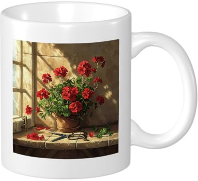 Spring Pansy Mug Farmhouse Vintage Floral Elegant Pretty Sun Funky Red Ceramic Tea Cup Coffee Mug for Office and Home Outdoor Table With Handles Kitchen Tea Steeping Coffee Mug 11 Ounce