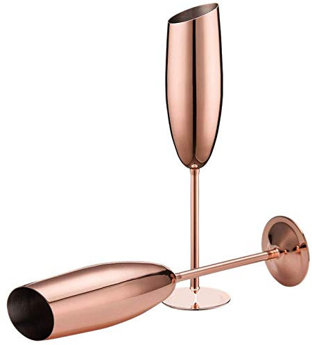 Droagoct 2Er-Set Champagner Wein FlöTen Aus Edelstahl, GläSer Aus RoséGold, Unzerbrechlich, Bruchsicher