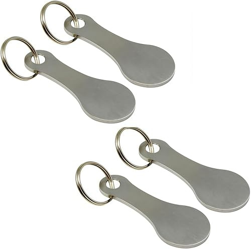 Loopunk 4 Pcs Removable Trolley Token - Stainless Steel Shopping Trolley Key & Supermarket Trolley Token with Key Ring, Durable Trolley Release Key, Chip Keychain Coin Keyring