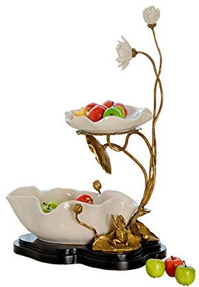 Fruteros de Cocina Cesta de frutas de loto de 2 niveles, soporte de almacenamiento de frutas de contador de cocina for frutas Bocadillos de pan de verduras, mesa de comedor y organizador de contador d