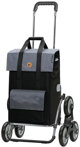 Andersen Einkaufstrolley - klappbar - 43 Liter - Treppensteiger - mit Kühlfach - belastbar 60 kg - Stahlgestell - Trolley - Rad Ø 3 x 13 cm - Royal Shopper Steel Vektor grau