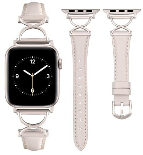 Wearlizer Leather Strap Compatible with Apple Watch Straps 41mm 40mm 38mm 49mm 46mm 45mm 44mm 42mm Women, Slim Thin Dressy Designer Leather Strap for iWatch Ultra SE Series 11 10 9 8 7 6 5 4 3 2 1