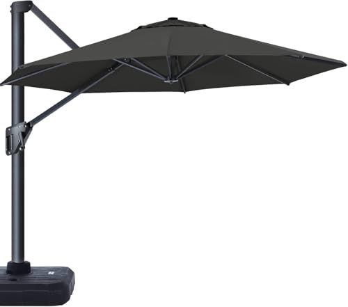 ABCCANOPY Freischwingender Terrassenschirm, rund, Aluminium, Outdoor-Regenschirm, 360° drehbar, für Pool und Garten,