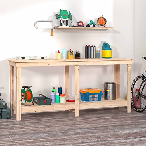 ShGaxin Werkbank 180x50x80 cm Massivholz Kiefer, Werkstatteinrichtung, Werkbank Werkstatt, Werkzeugschrank, Werktisch, Werkzeugtisch, Werkbänke Für Heimwerker