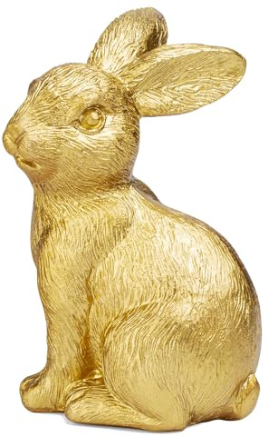 XIANNVXI Hase Osterdeko Outdoor Gold Polyresin Deko Kaninchen Ostern Deko Osterhase Figuren Hase Ornamente Kawaii Geburtstag Geschenk 11cm