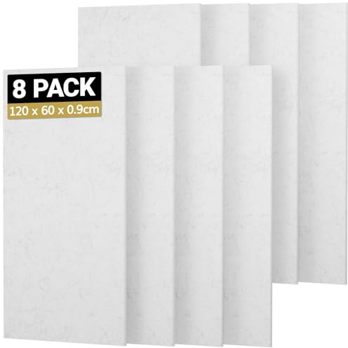 TONOR 8 Stück Akustikpaneele selbstklebend, 120x60x0.9 cm Wandpaneele selbstklebend für Schalldämmung Schallschutz, Paneele Wand für Schalldämmung und Wanddekoration, Studio, Haus, Büro, Grau
