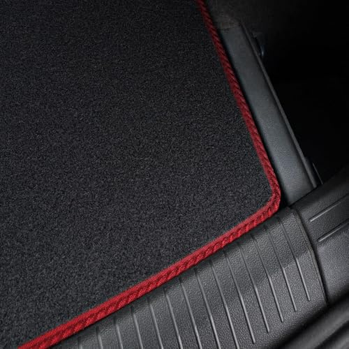 Red Trim Carpet Boot Liner Compatible with Ford Kuga (2019+) Tailored Fit Carpet 550gsm Protector Boot Mat, Anti-Slip, Durable and Water-Resistant Easy Clean Custom Fit Dog Friendly