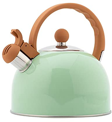 Bouilloire sifflante vintage en acier inoxydable pour cuisinière à gaz et plaques à induction 2,5 l
